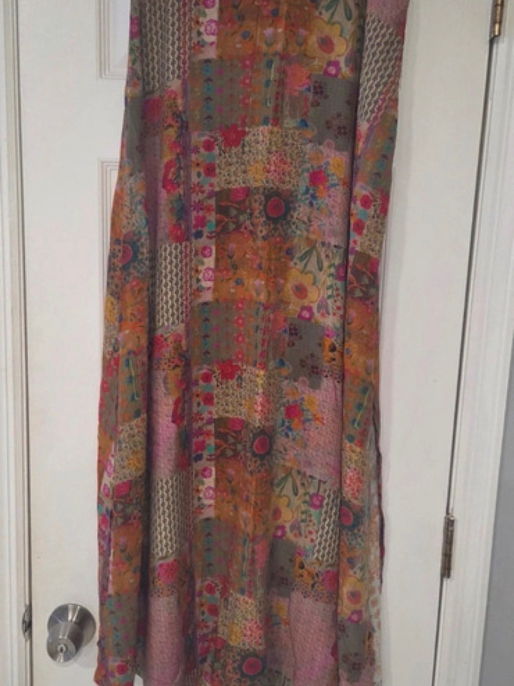 NATURAL LIFE Patchwork Floral Maxi Skirt in Mustard Pink Gray